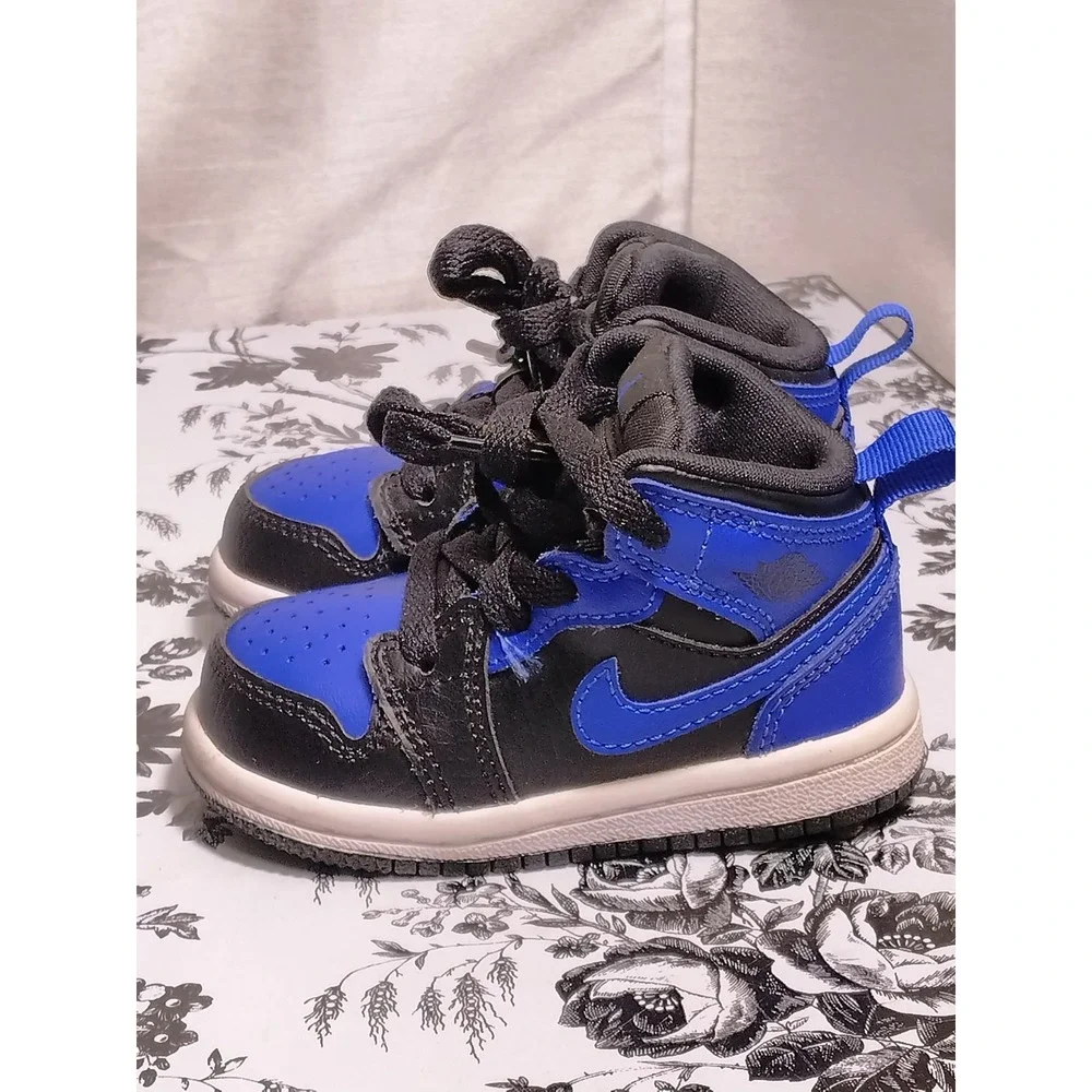 Nike‎ Air Jordan Retro 1 Mid Toddler Size 4C Blue/Black Sneakers